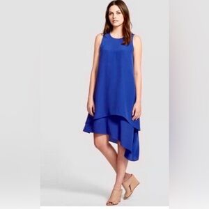 Valentine's Day Eileen Fisher 100% Silk Royal Blue Dress Size S